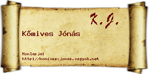 Kőmives Jónás névjegykártya